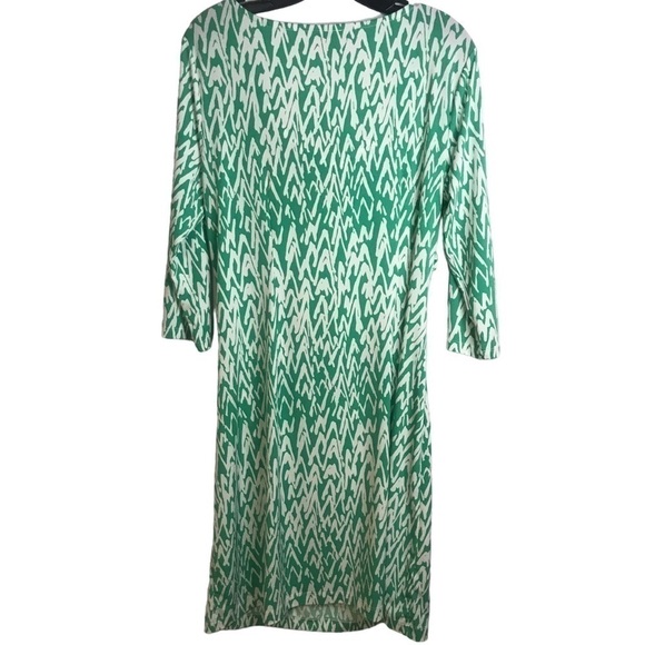 Loft Draped Collar Green and White Dress Size L - Picture 2 of 12